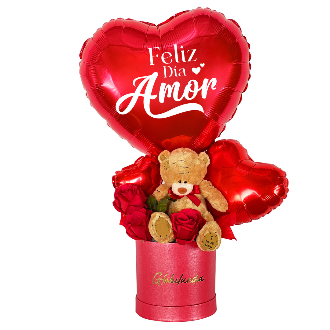 Gift Box Flores Y Peluche - Día Del Novio