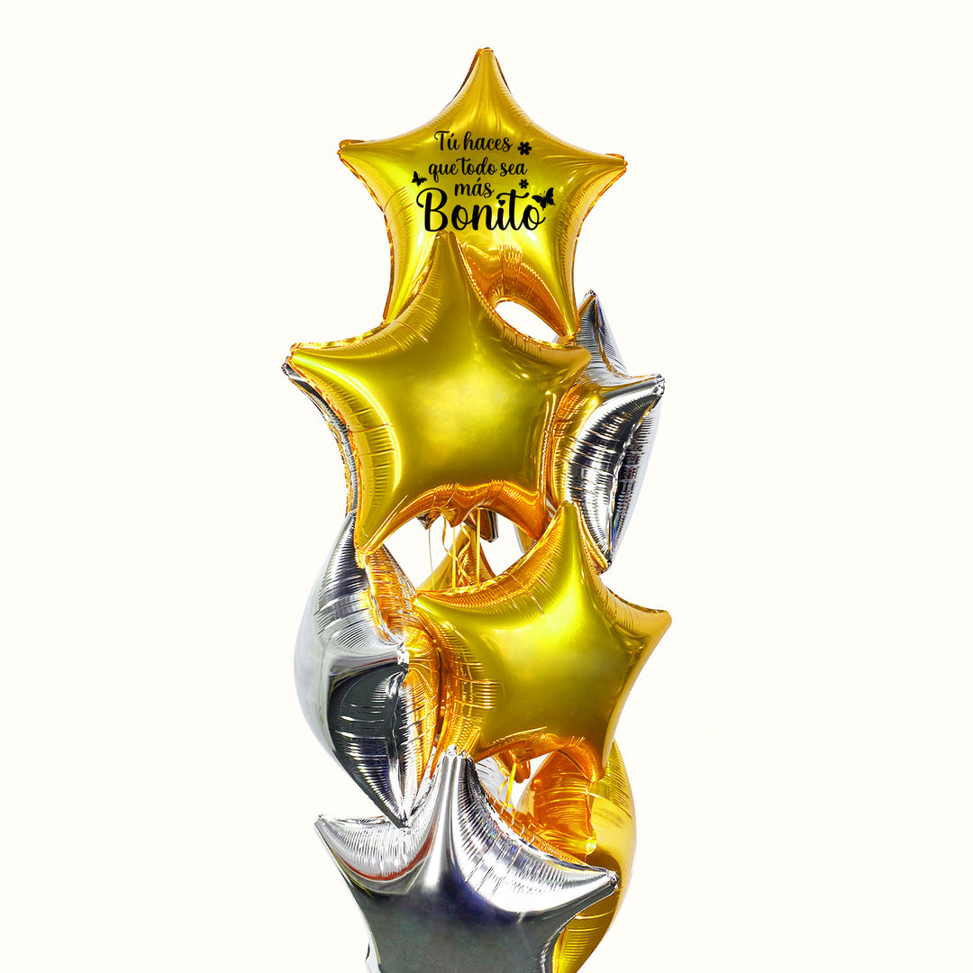Bouquet Globos Estrellas - Flores Amarillas