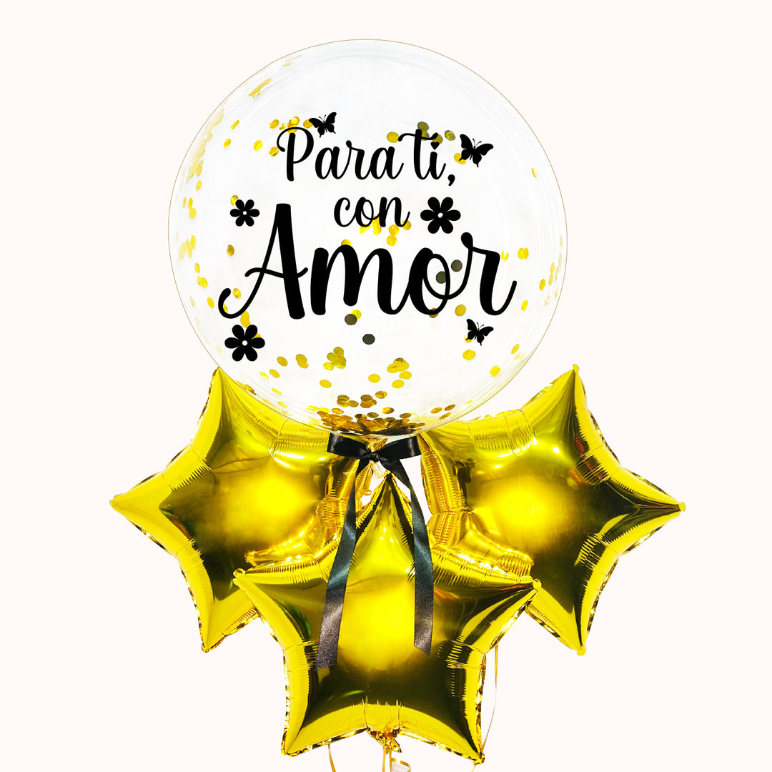 Bouquet Globo Burbuja “Para Ti Con Amor”- Flores Amarillas