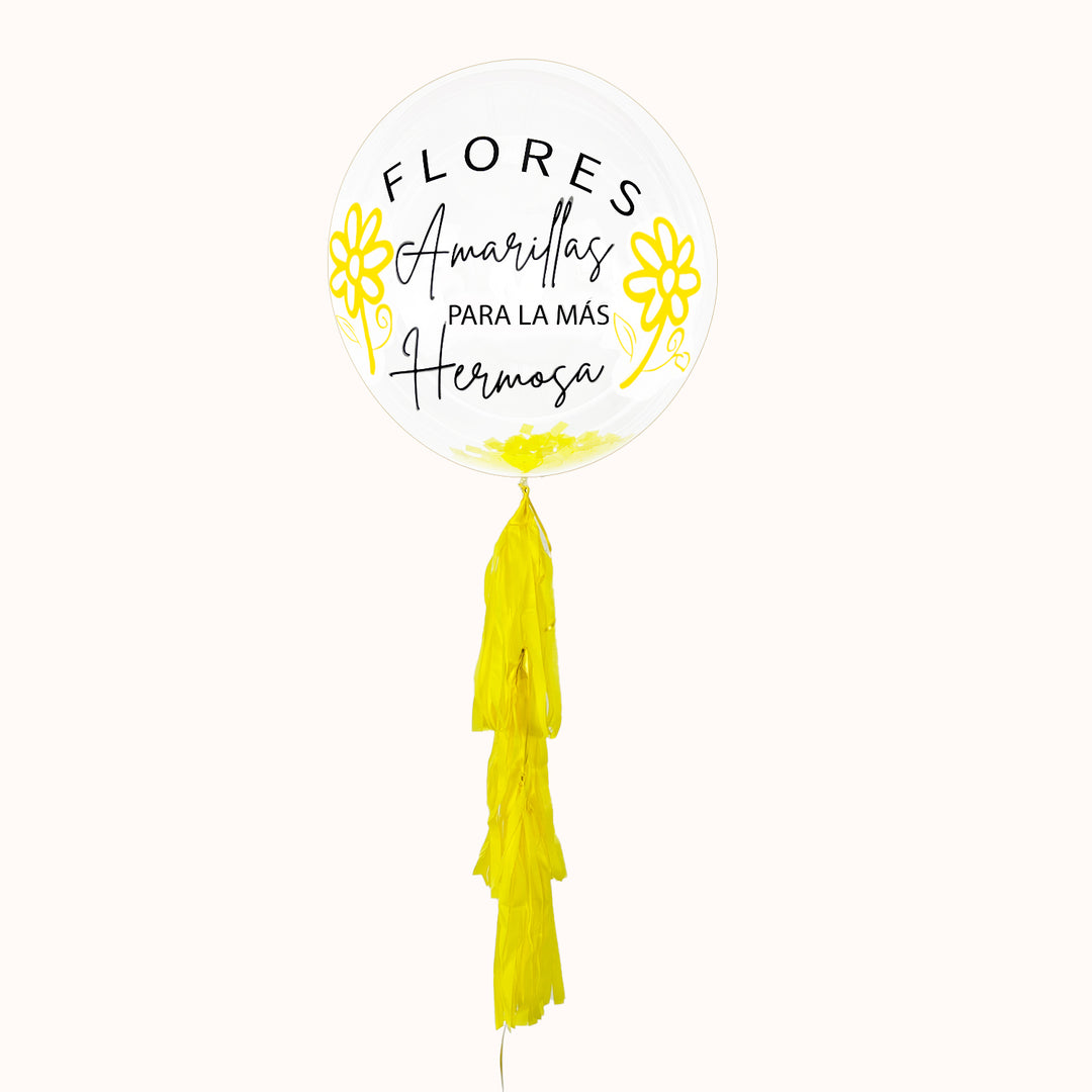 Globo Burbuja Floral Personalizable - Flores Amarillas