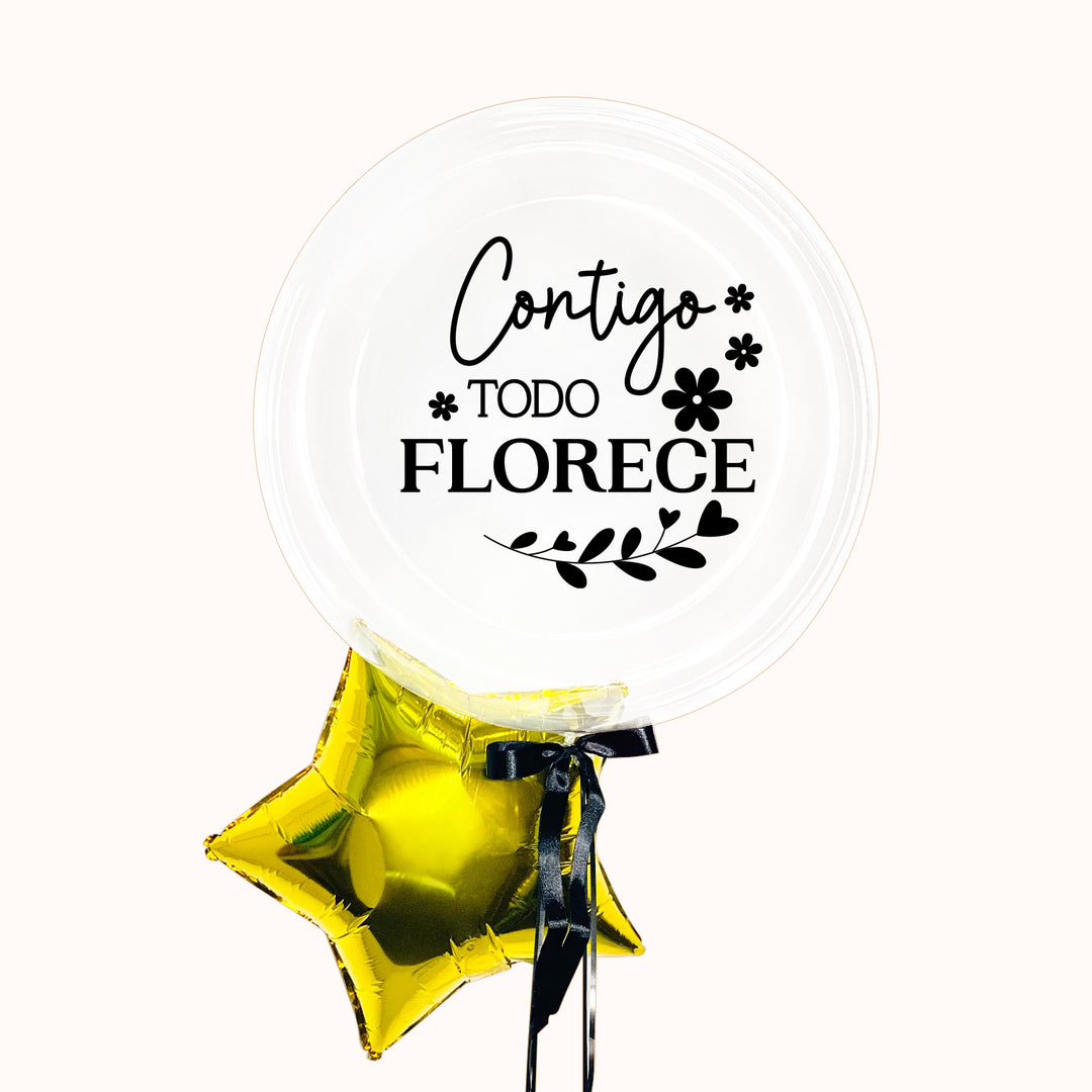 Globo Burbuja Personalizado - Flores Amarillas