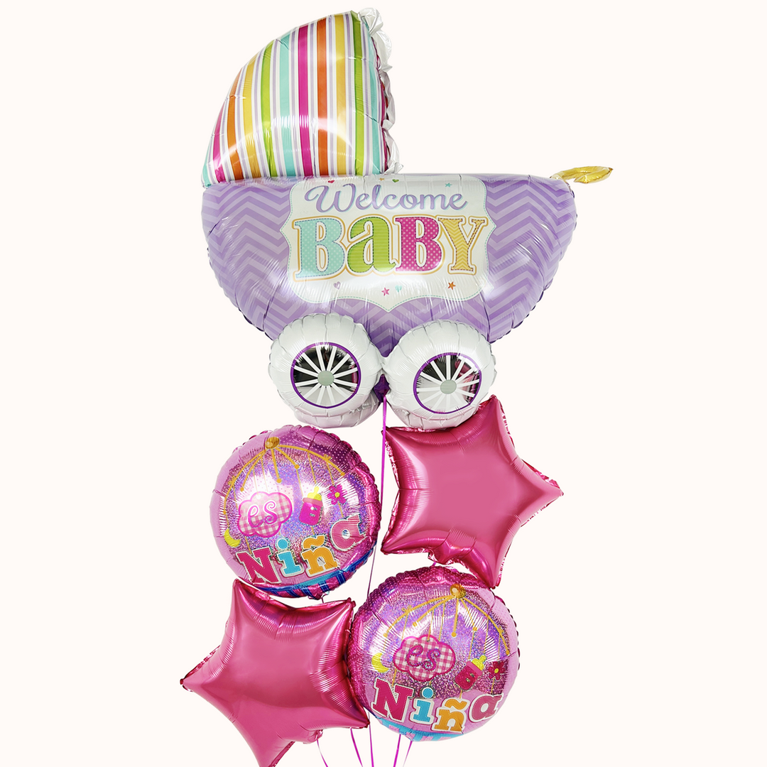 Bouquet Globos Metálicos Nacimiento - Welcome Baby