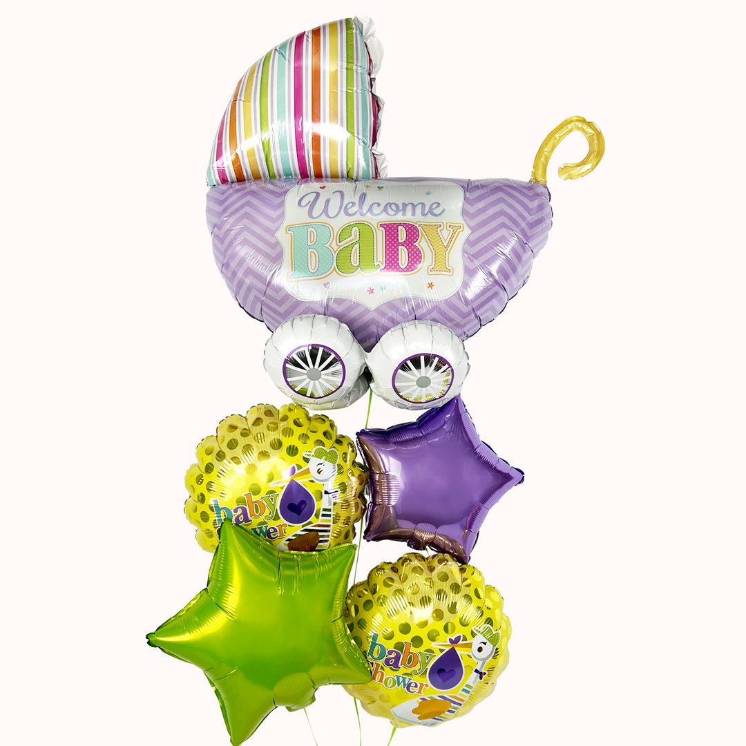 Bouquet Globos Nacimiento -Coche Baby