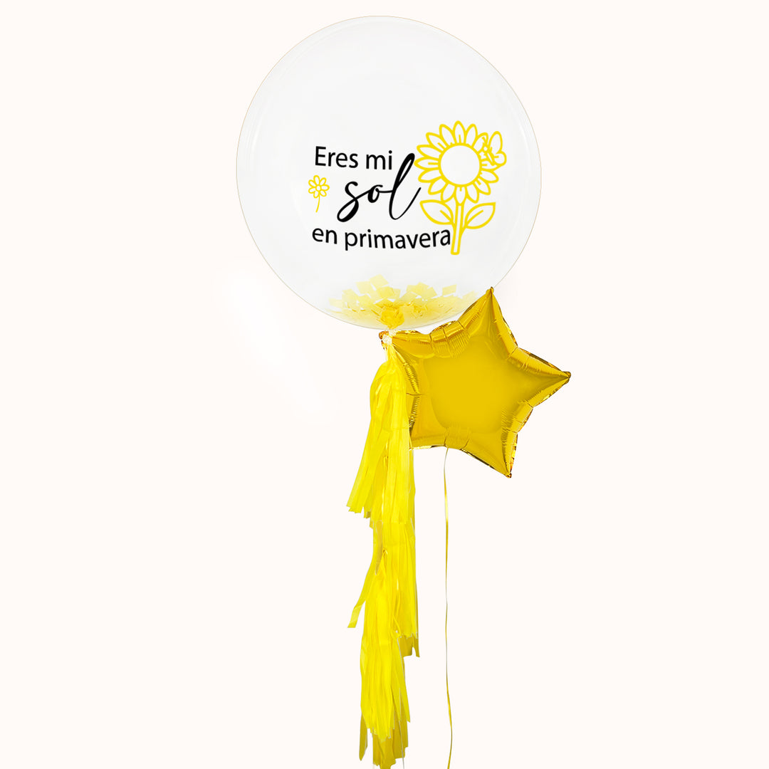 Globo Burbuja Romántico Personalizado - Flores Amarillas