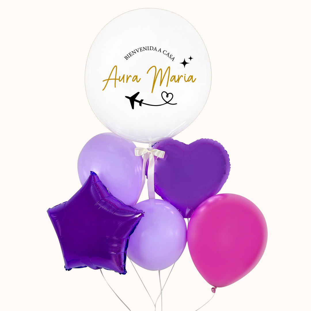 Bouquet Globos Burbuja con Helio - Bienvenida Viaje