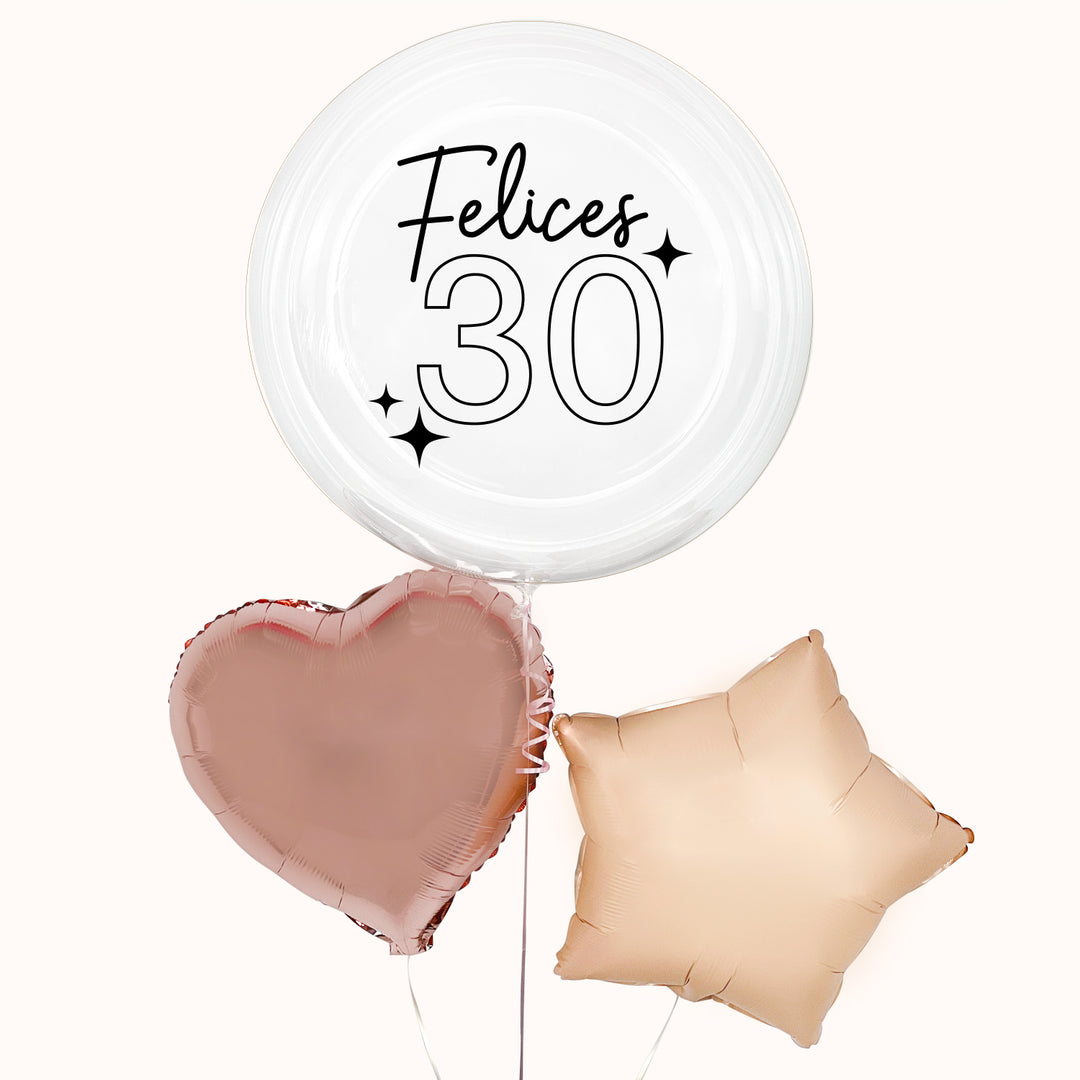 Bouquet Globo Burbuja con Helio - Happy Birthday