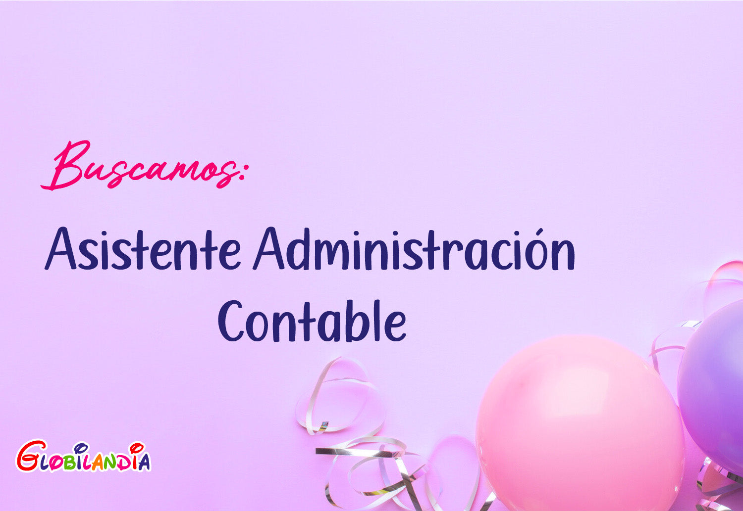 Banner que dice "Buscamos Asistente Administración Contable"