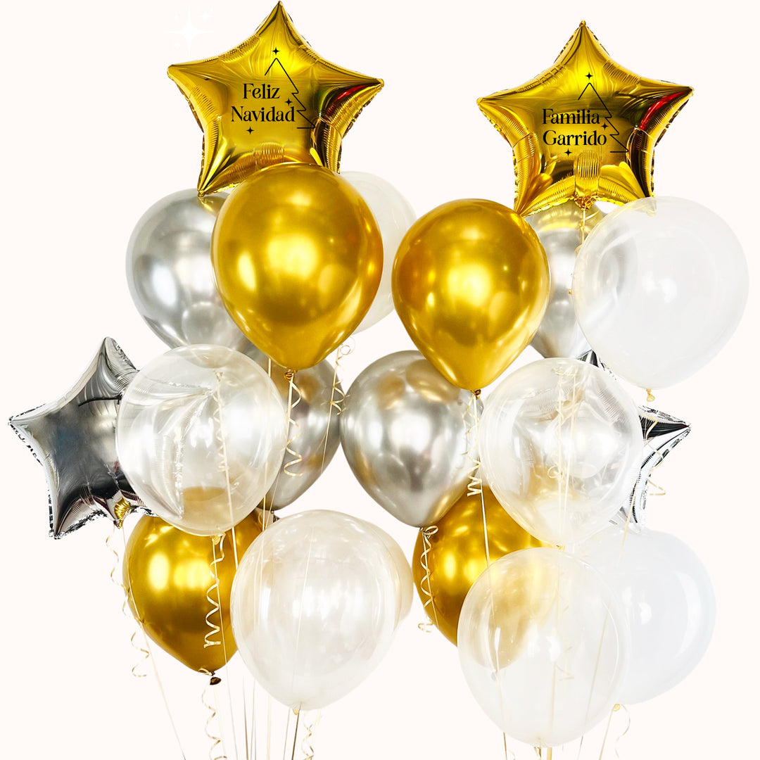 Bouquet Globos Estrella Dorada - Navidad