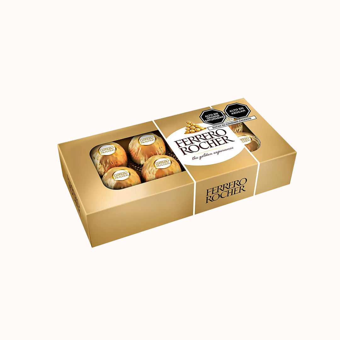 Caja de chocolates Ferrero Rocher de 8 unidades, el complemento  para hacer de tu regalo un detalle aún más especial.
