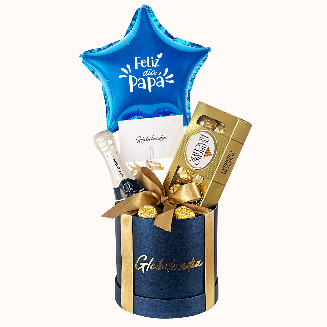 Gift Box , que incluye Riccadonna Asti de 200 mL y una caja de chocolates Ferrero Rocher de 8 unidades+2 Bombones. Regalo  para el día del Padre.