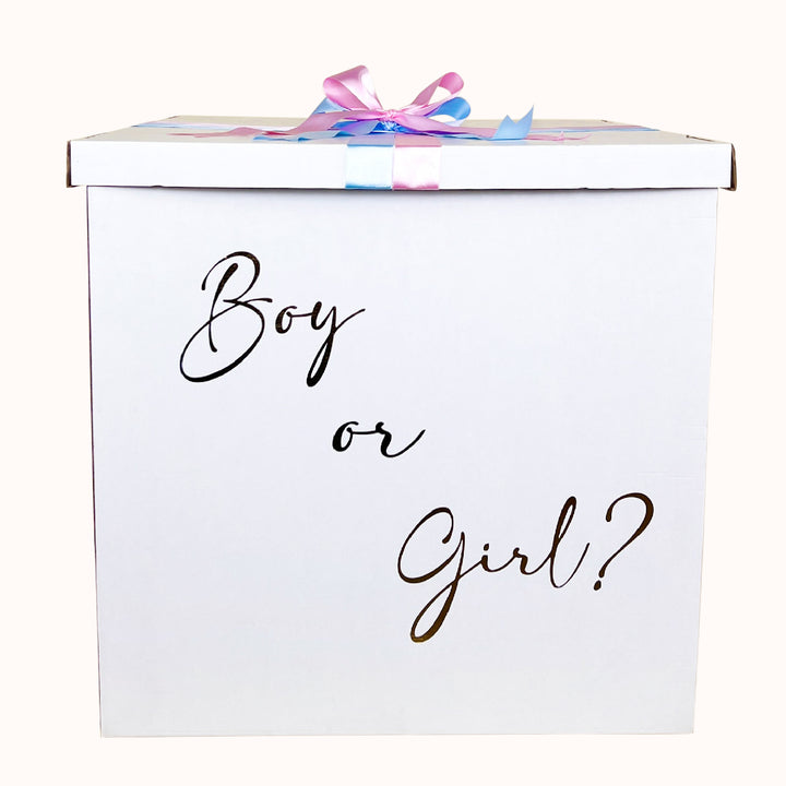 Caja blanca medida 70cm *70 cm Personalizada Boy or Girl. Para revelación como caja sorpresa.