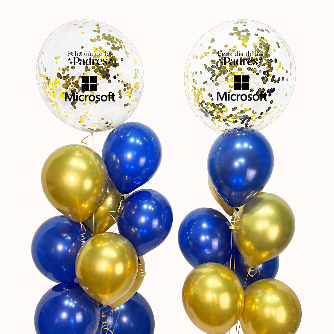 Campaña Corporativa Día del Padre. Sorprende a tu equipo con un arreglo especial que incluye 2 globos burbuja con confetti y personalizados con logo , 16 globos de látex en colores a seleccionar y 2 pesas decorativas; una excelente opción para reconocer y celebrar a los padres en su día.