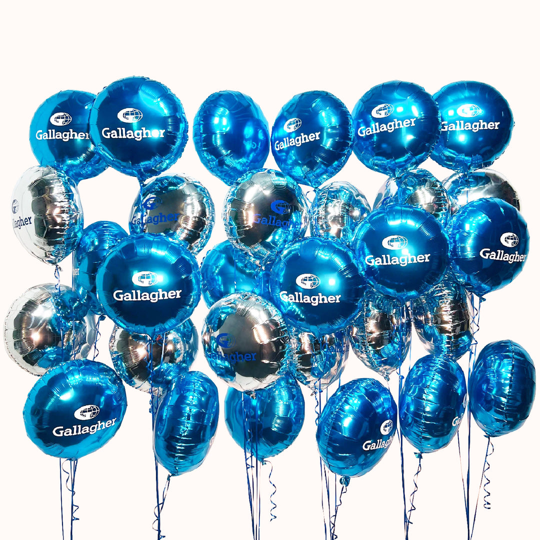Arreglo corporativo con 30 globos redondos y estrellas personalizadas con el color de tu marca. Elaborado con helio 100% puro para mayor duración, ideal para eventos, activaciones y campañas corporativas como le día del padre.