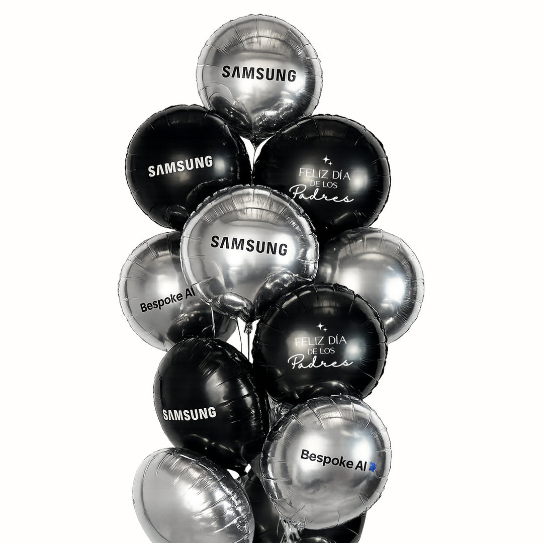 Promociona tu empresa de forma creativa con nuestros bouquets de globos con helio personalizados. Este arreglo incluye 15 globos redondos personalizados en el color de tu elección y 1 pesa decorativa, convirtiéndose en una excelente alternativa para decorar espacios corporativos y reconocer a los padres de tu empresa en su día.
