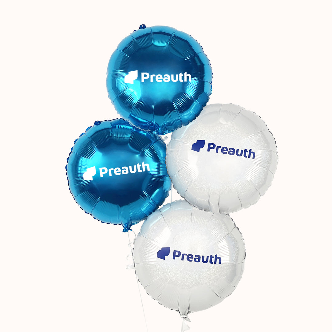 Bouquet de 4 globos metálicos personalizados con tu logo. Colores a elección. Ideal para eventos corporativos, activaciones, inauguraciones, entre otros. Una forma segura y efectiva de impulsar tu marca.