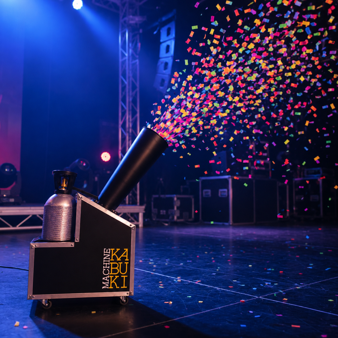 Máquina lanzadora de confetti, Es el complemento ideal para realzar momentos especiales como aperturas, cierres y conteos regresivos, generando una experiencia memorable y fotografías espectaculares para los asistentes.