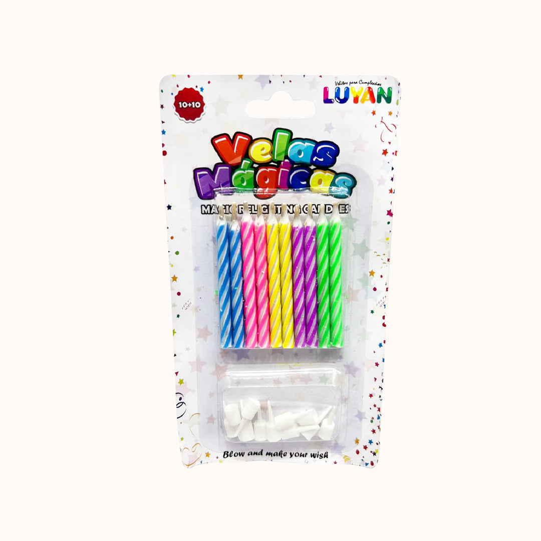 Paquete de velas mágicas de 10 unidades en colores variados, para cumpleaños