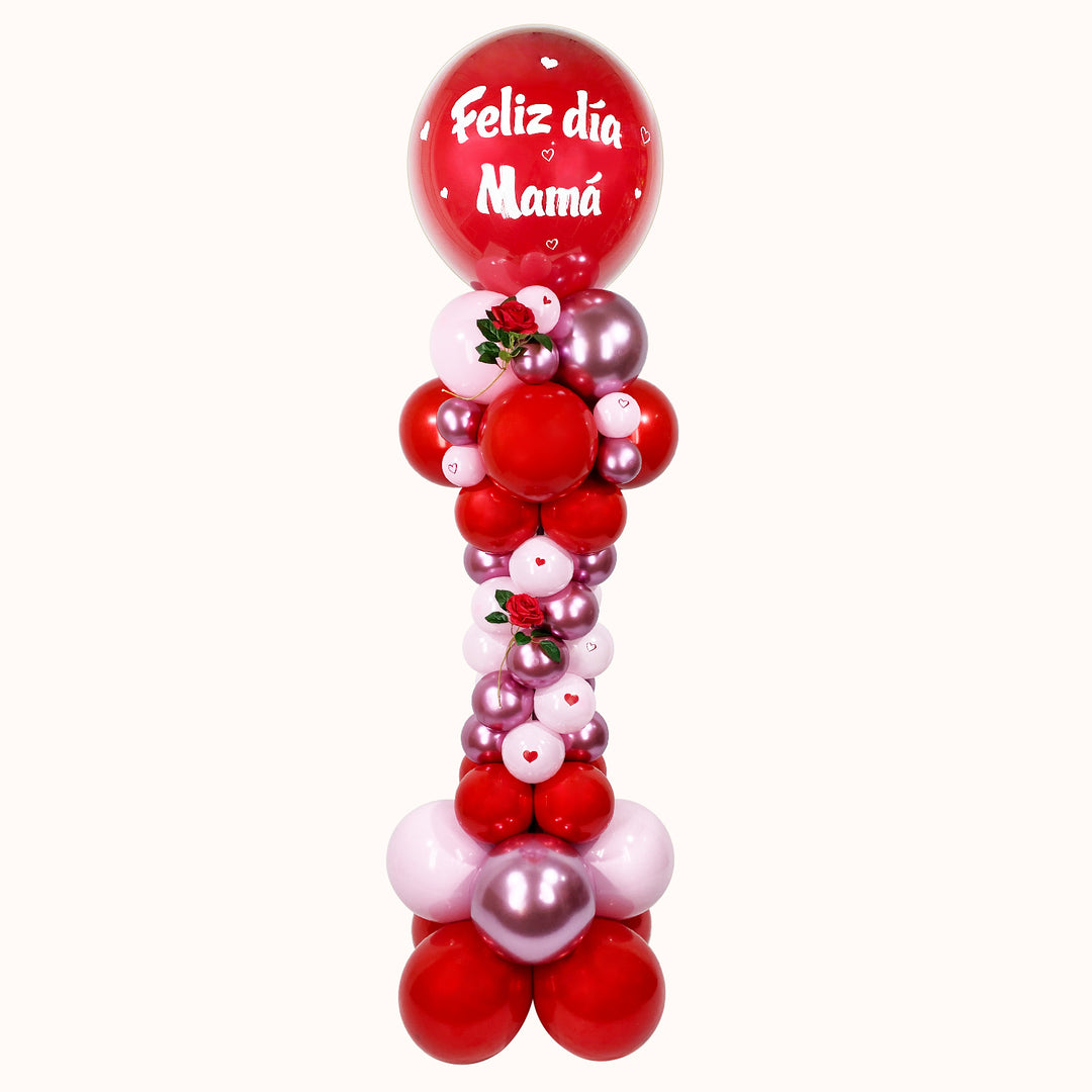Parante base de globos de látex con estructura de 1.80 m, 1 globo burbuja con látex , ideal para regalar decorar y celebrar el día de la madre.